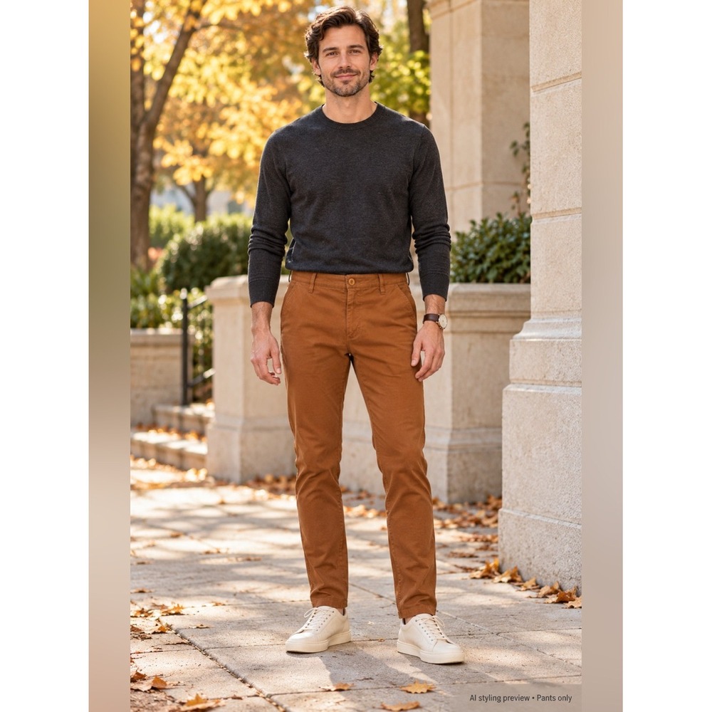 Matix Welder Slim Chino Pants Mens 33 Rust Brown Stretch Twill Utility Trousers